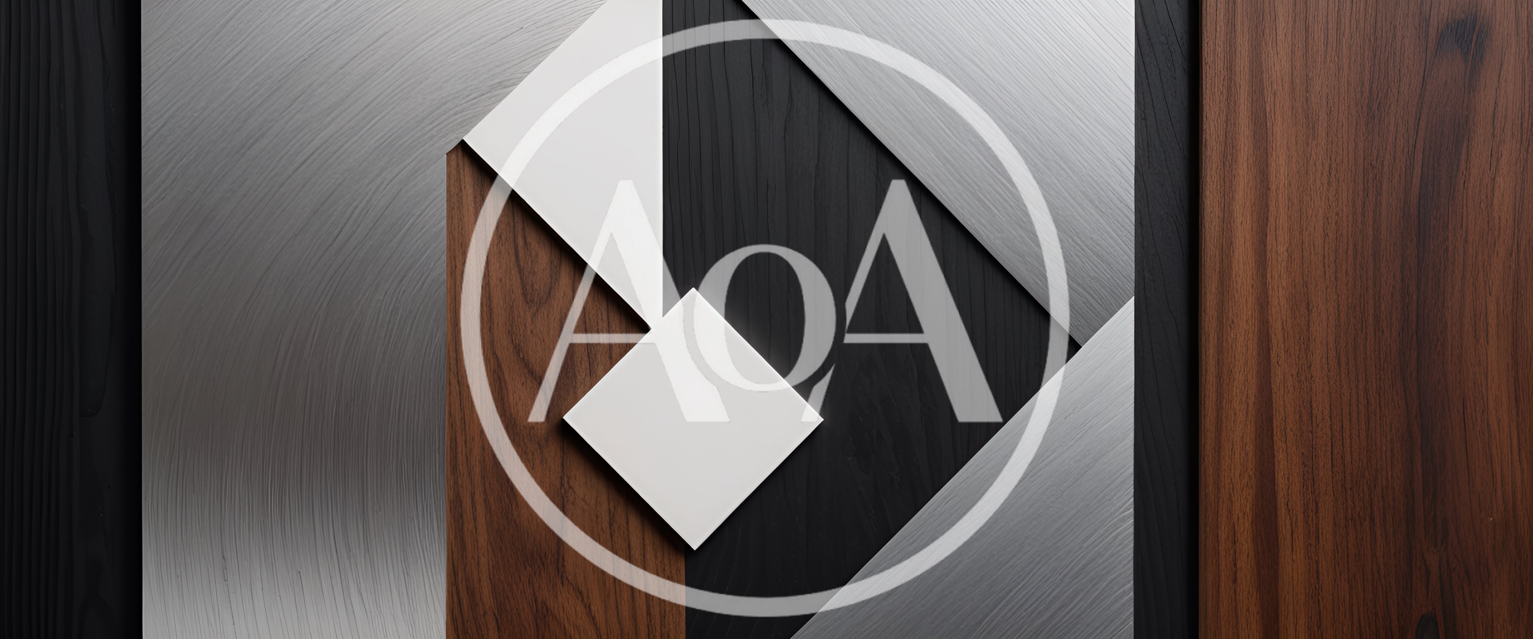 Abstract Geometric Wall Panel With Wood And Metal Textures