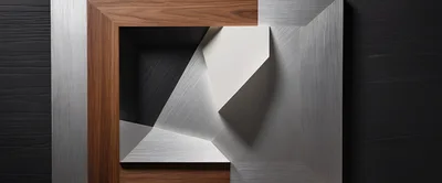 Abstract Geometric Composition With Wood And Metal Textures