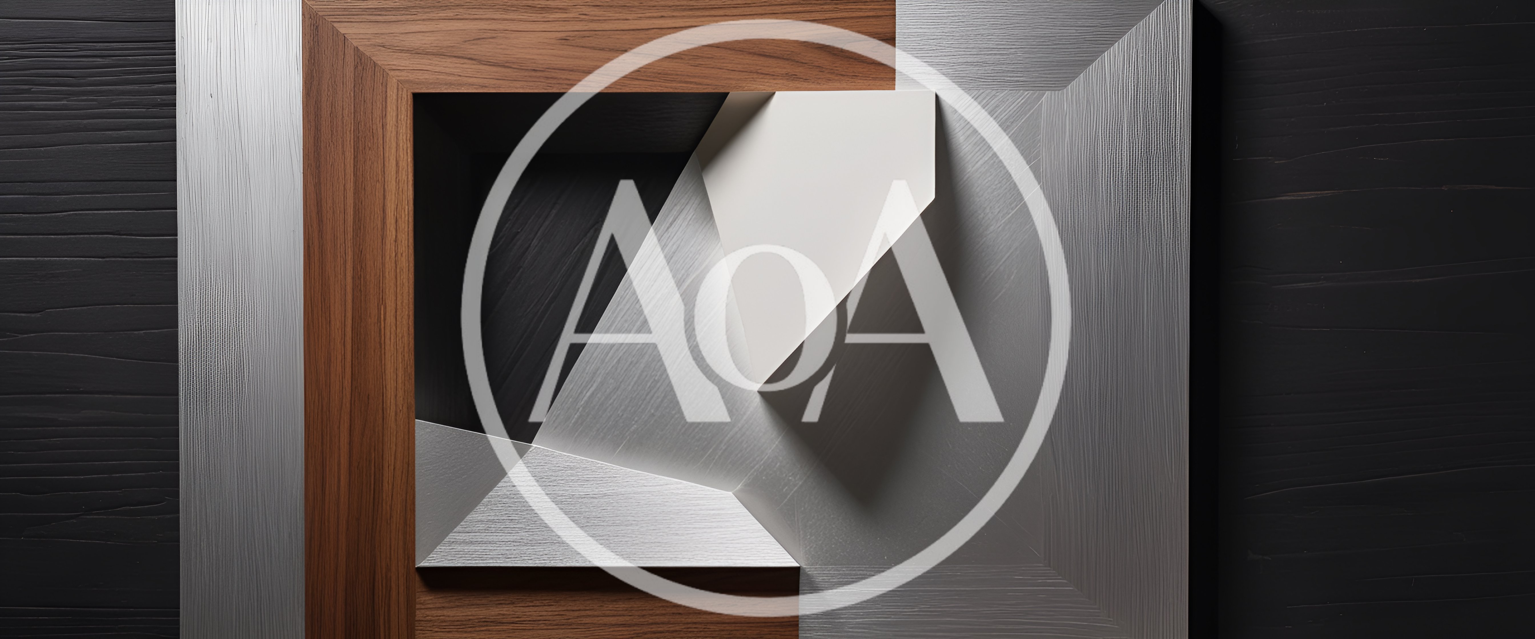 Abstract Geometric Composition With Wood And Metal Textures