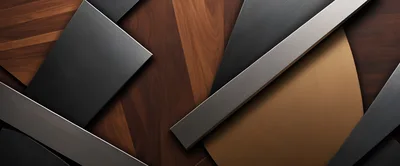 Abstract Geometric Composition Of Wood And Metal Panels