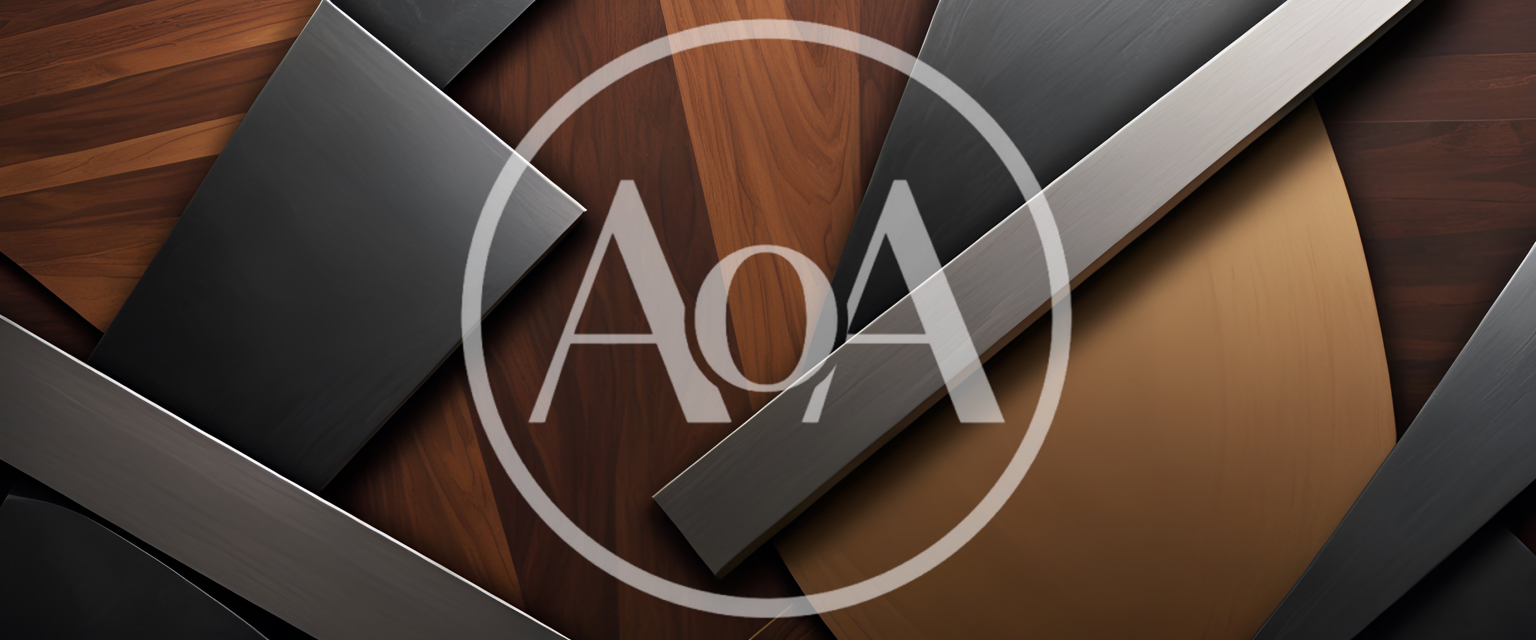 Abstract Geometric Composition Of Wood And Metal Panels