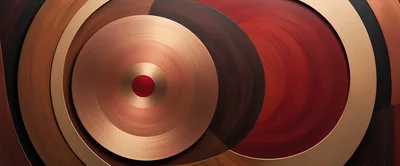 Abstract Concentric Circles With Metallic And Wood Textures