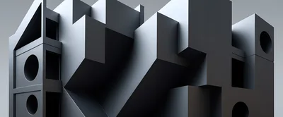 Abstract Geometric Architectural Structure With Circular Cutouts