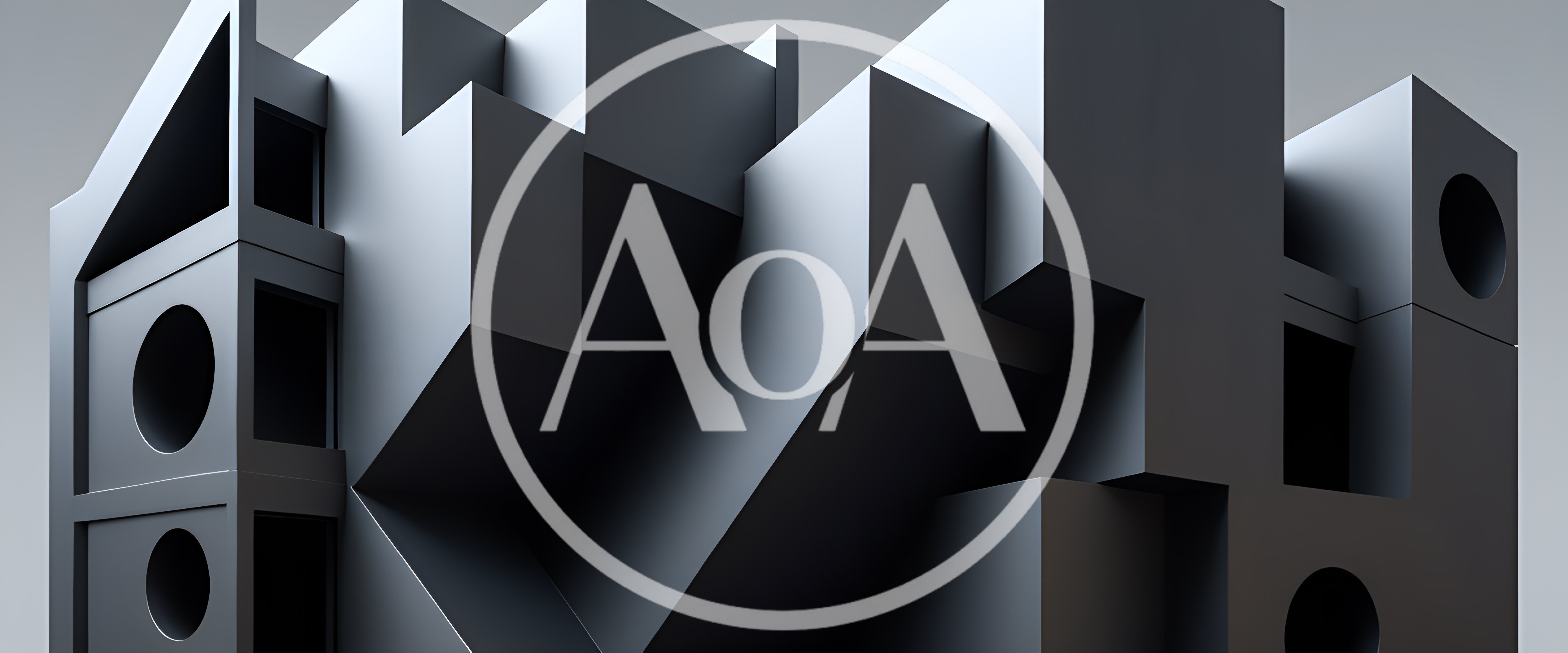 Abstract Geometric Architectural Structure With Circular Cutouts
