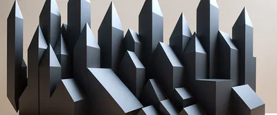 Abstract 3D Geometric Cityscape With Pointed Towers
