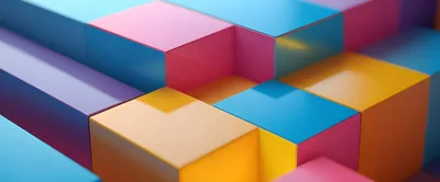 Abstract 3D Rendered Colorful Geometric Cubes