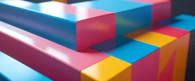 Abstract 3D Geometric Blocks With Vibrant Colors
