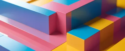 Abstract 3D Geometric Blocks In Vibrant Colors