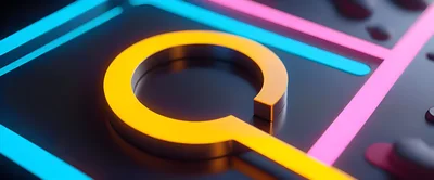 Abstract 3D Rendered Letter Q With Neon Lighting