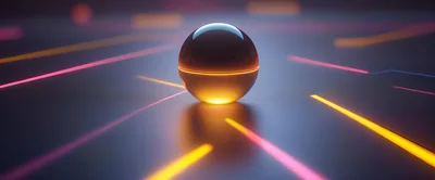 Glowing Abstract Sphere On Neon Light Surface