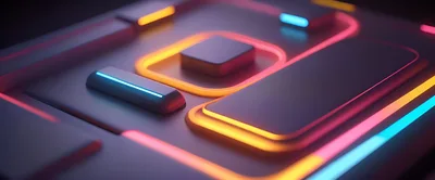 Abstract Futuristic Interface With Glowing Neon Geometric Shapes