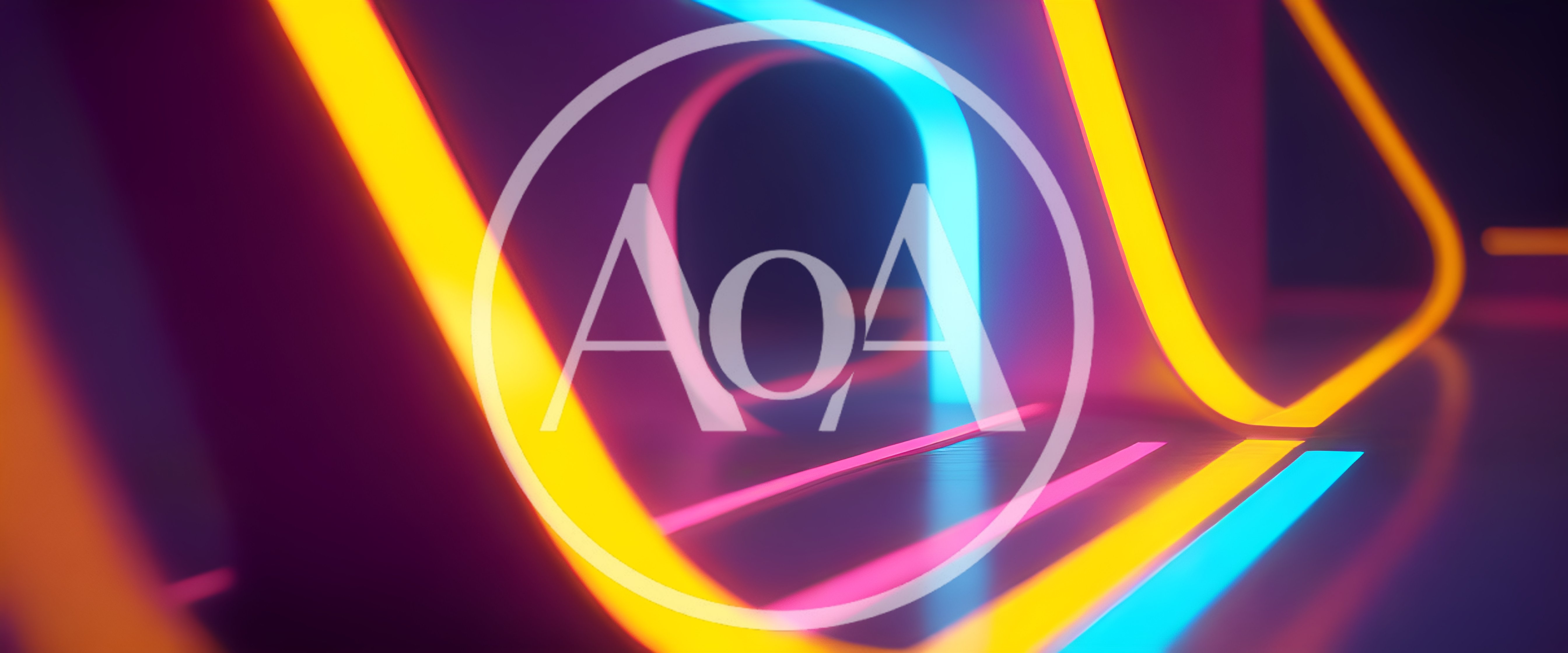 Abstract Neon Light Tunnel With Glowing Geometric Shapes