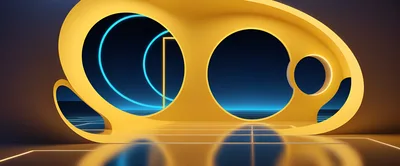 Futuristic Abstract Yellow Architectural Space With Neon Lighting