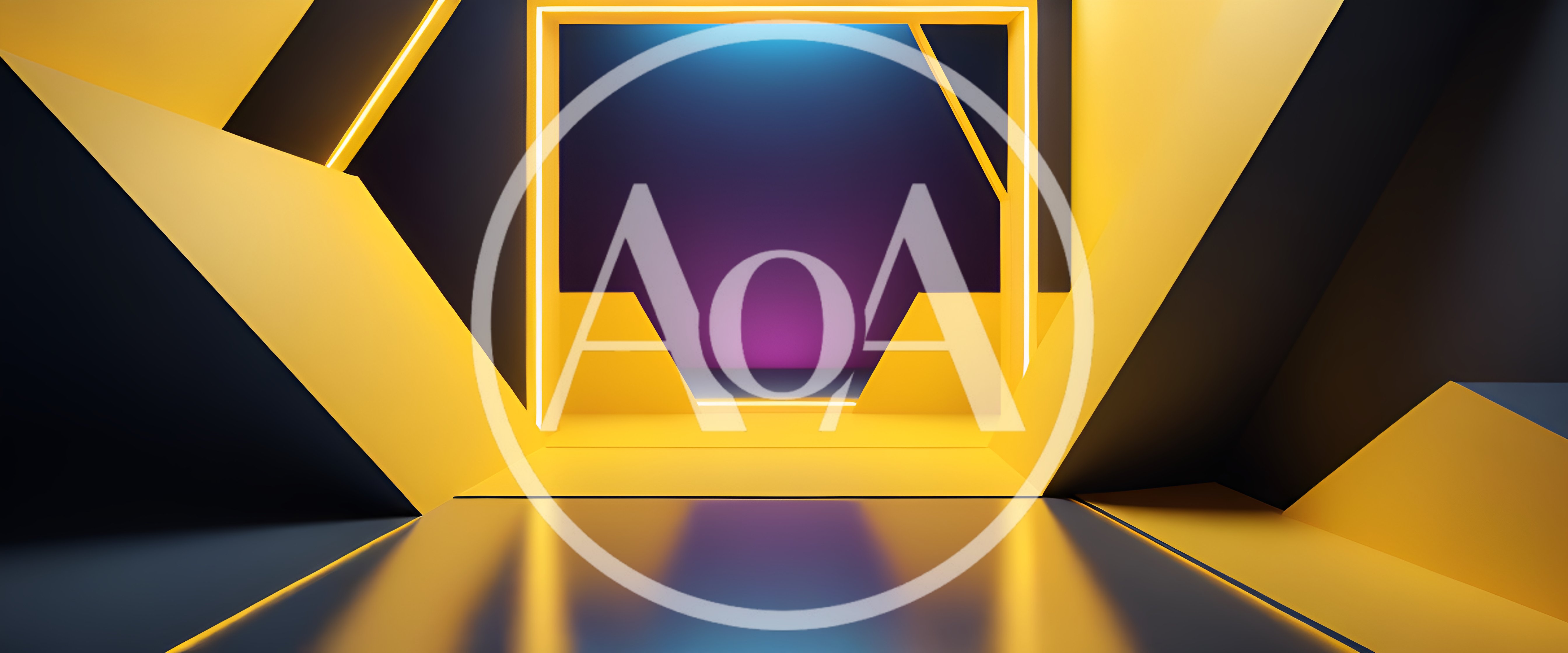Futuristic Abstract Corridor With Glowing Yellow Neon Lights