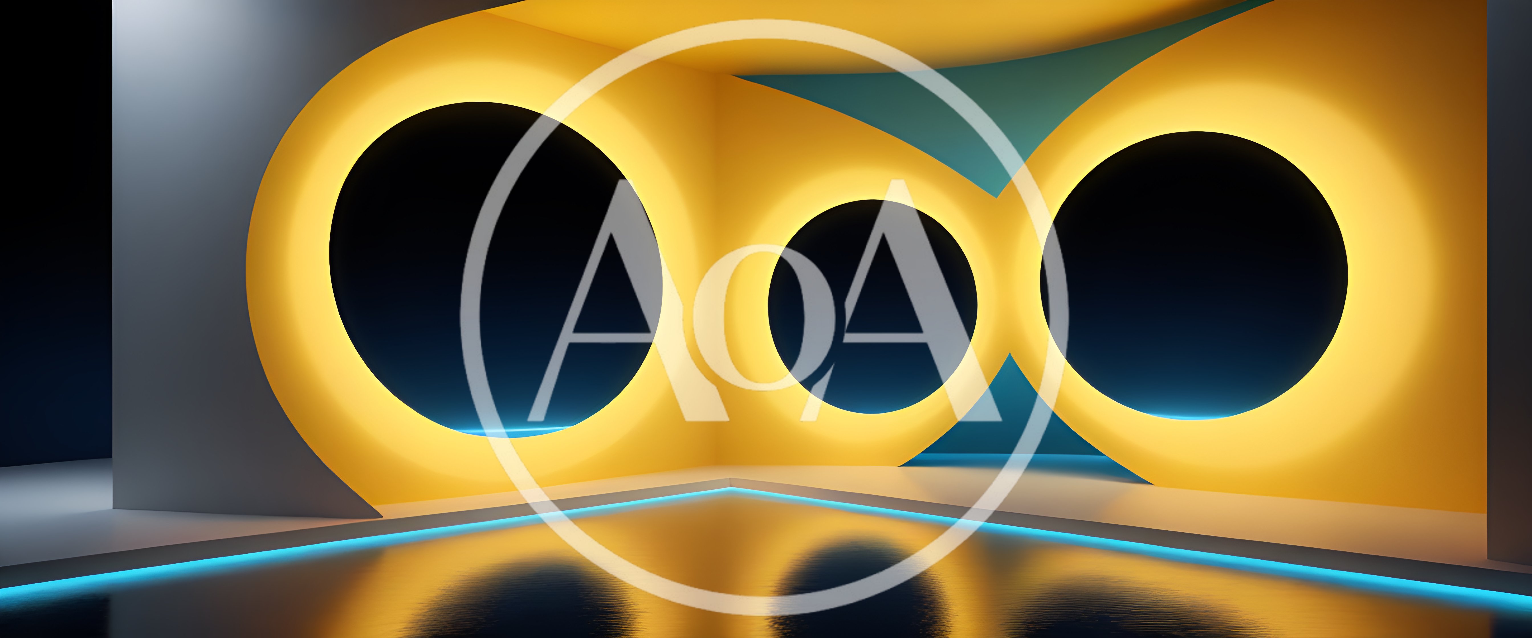 Abstract Futuristic Interior With Glowing Circular Portals
