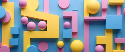 Abstract 3D Geometric Shapes Composition