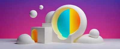 Abstract 3D Geometric Shapes With Gradient Background