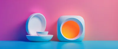 Abstract 3D Geometric Shapes With Vibrant Gradient Lighting