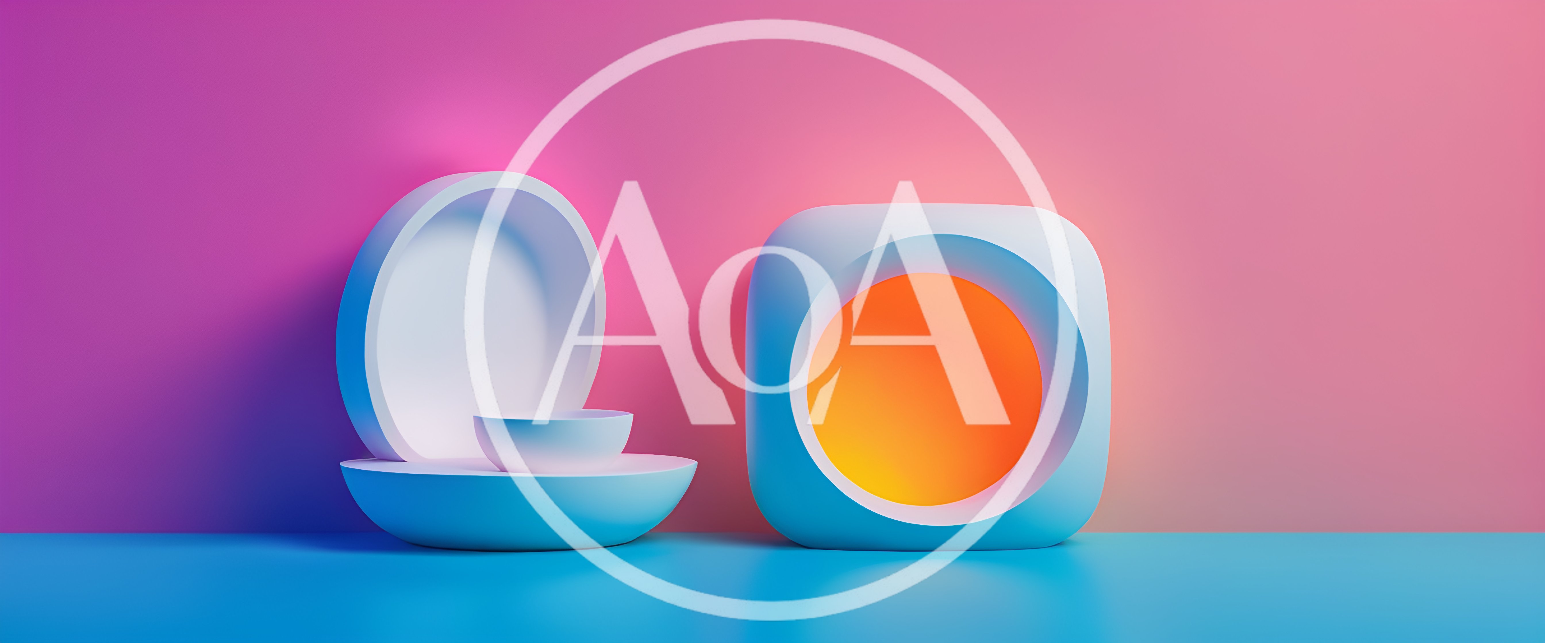 Abstract 3D Geometric Shapes With Vibrant Gradient Lighting