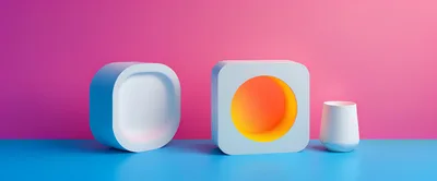 Abstract Geometric Shapes on Pink and Blue Background