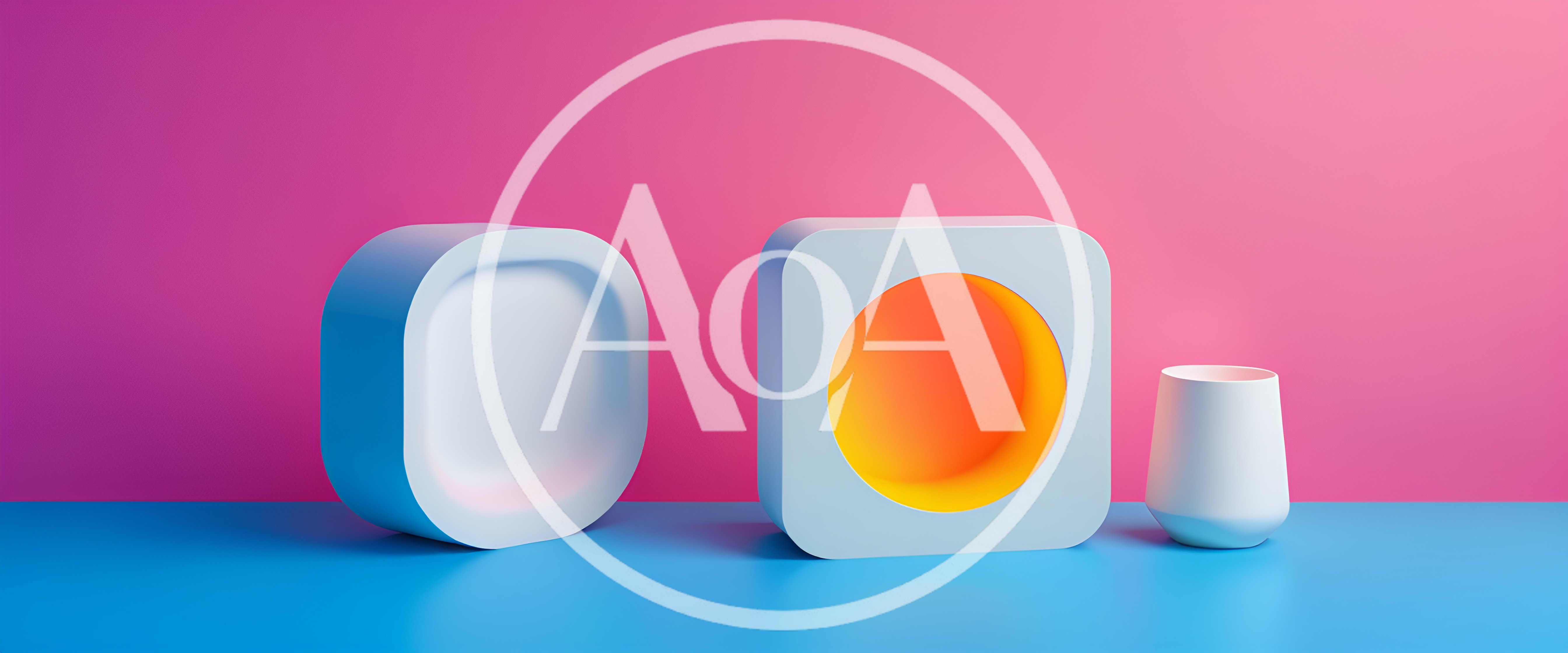 Abstract Geometric Shapes on Pink and Blue Background
