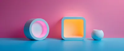 Abstract Geometric Shapes With Neon Lighting