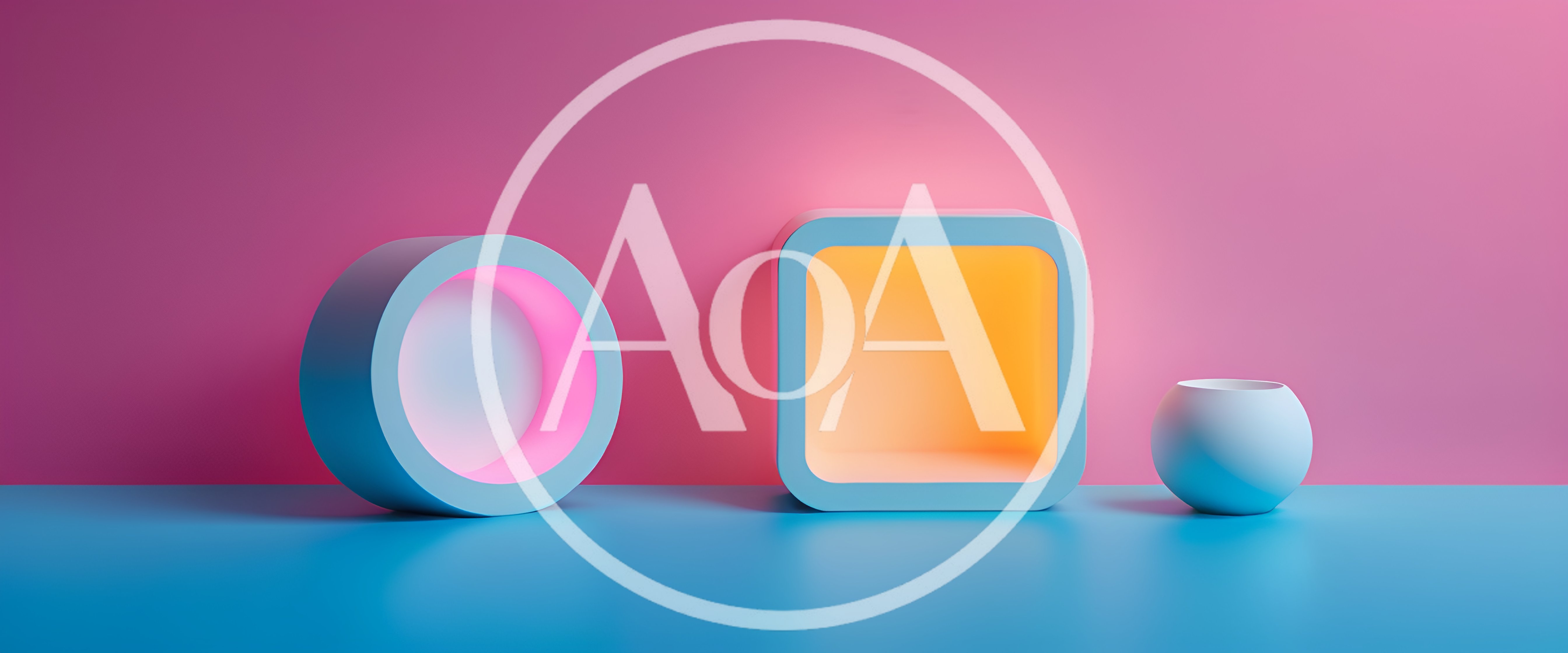 Abstract Geometric Shapes With Neon Lighting
