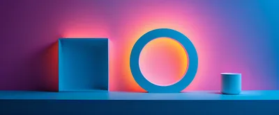 Minimalist Geometric Shapes With Neon Backlighting