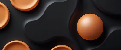Abstract 3D Background With Orange Spheres And Dark Waves