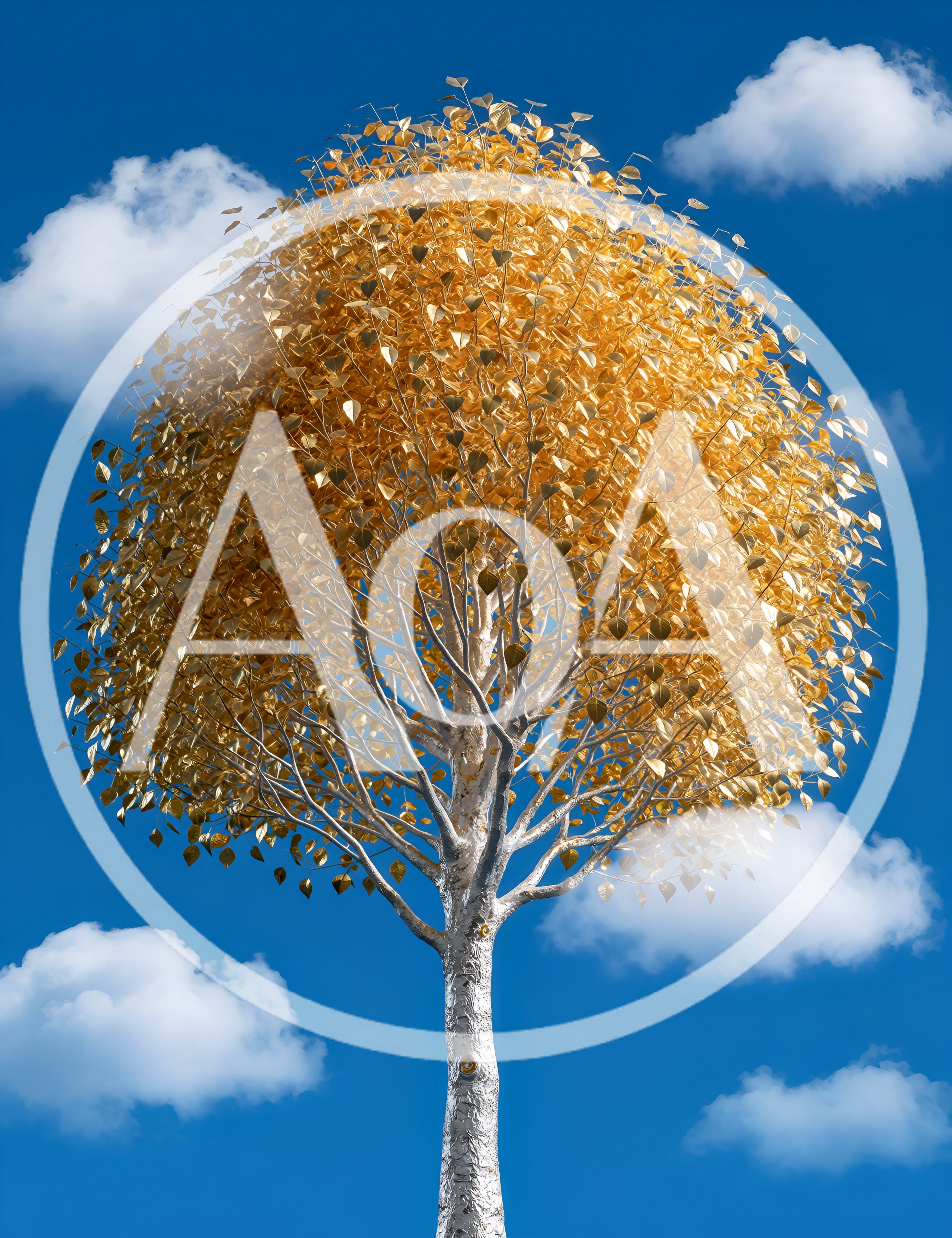 Golden Leaf Tree Against A Bright Blue Sky