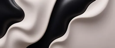 Abstract Fluid Waves Of Black And Cream Liquid