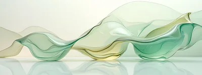 Abstract Flowing Glass Waves In Green And Gold