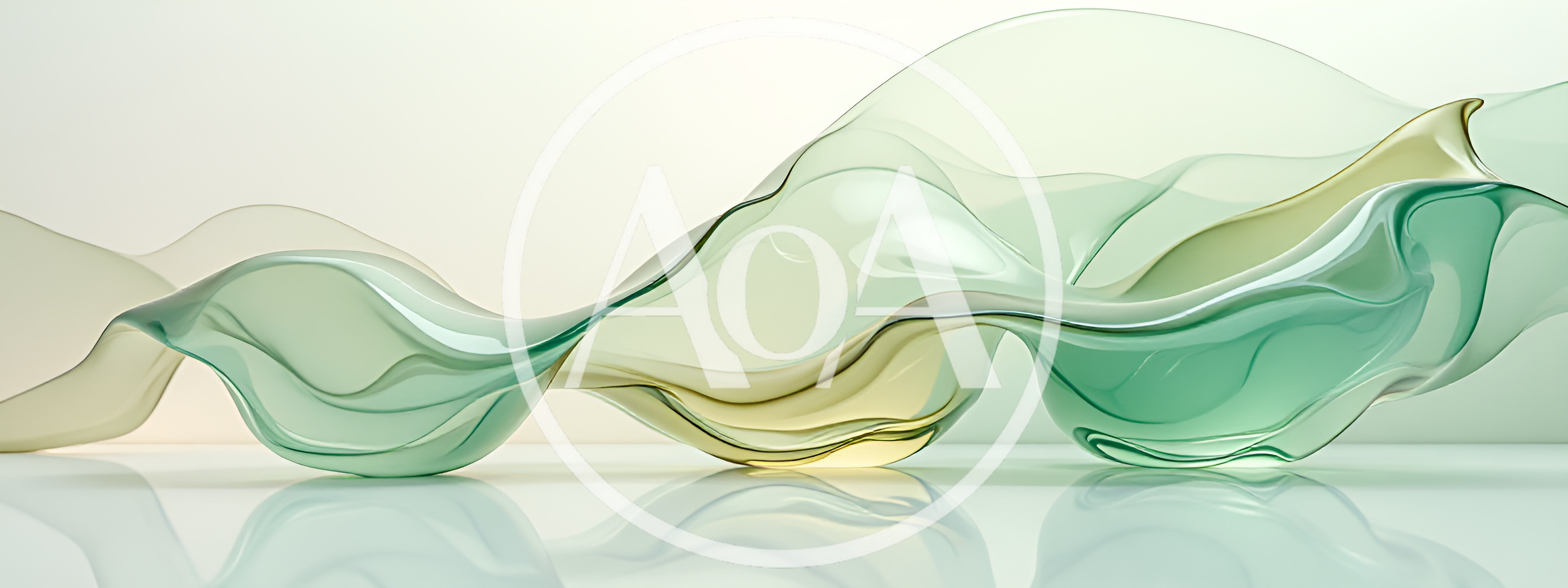 Abstract Flowing Glass Waves In Green And Gold