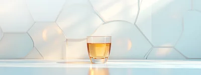 Glass Of Whiskey On A Modern Geometric Background