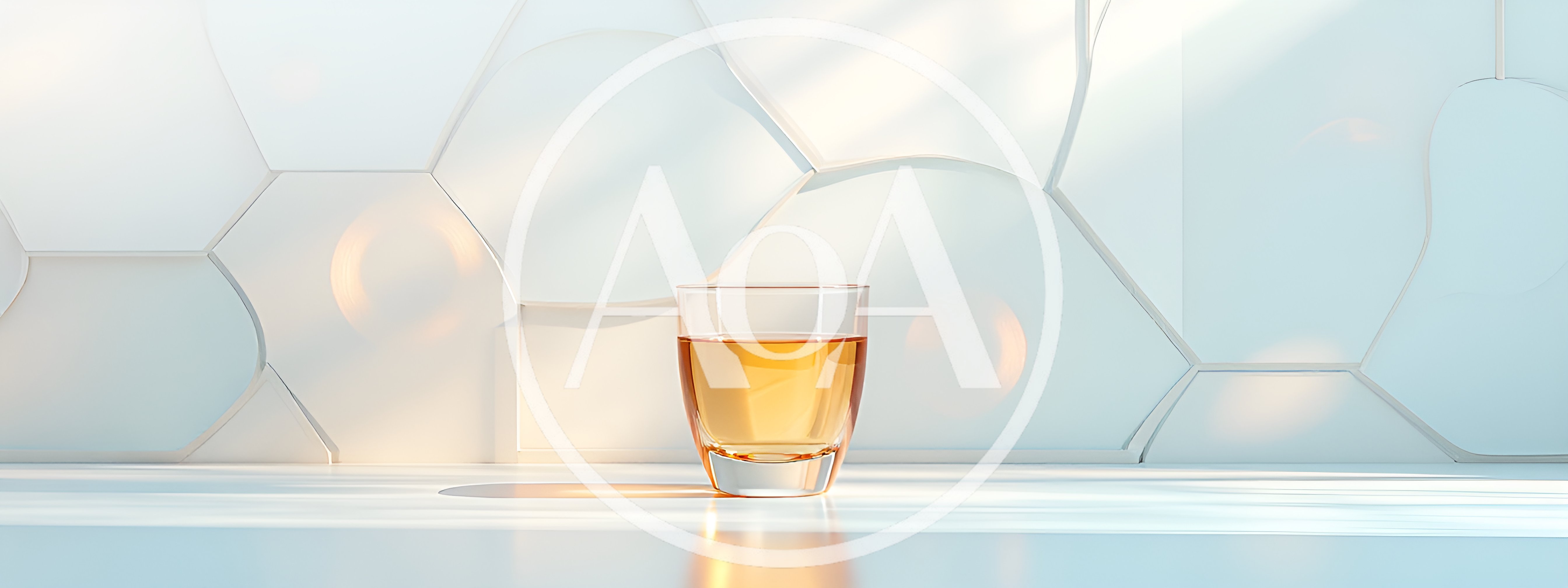 Glass Of Whiskey On A Modern Geometric Background