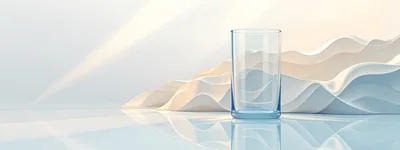 Empty Glass Tumbler on Abstract Wavy Background