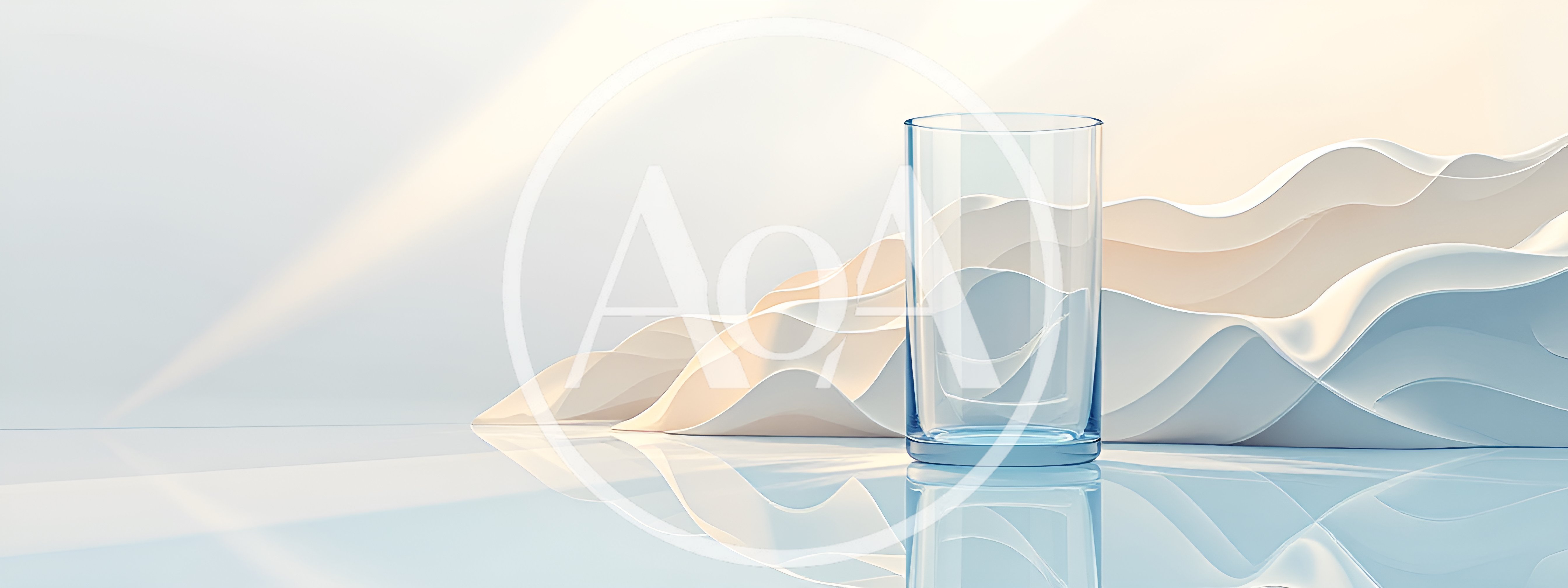 Empty Glass Tumbler on Abstract Wavy Background