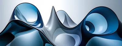 Abstract Blue And Silver Fluid 3D Wave Background
