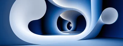 Abstract Blue Architectural Tunnel With Fluid Organic Shapes
