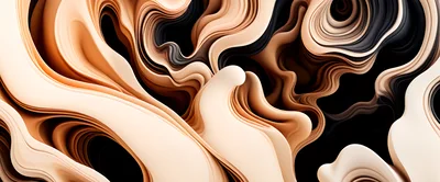 Abstract Fluid Waves In Cream And Black
