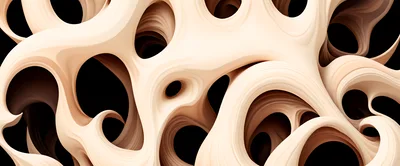 Abstract Beige Organic Fluid Shapes On Black Background