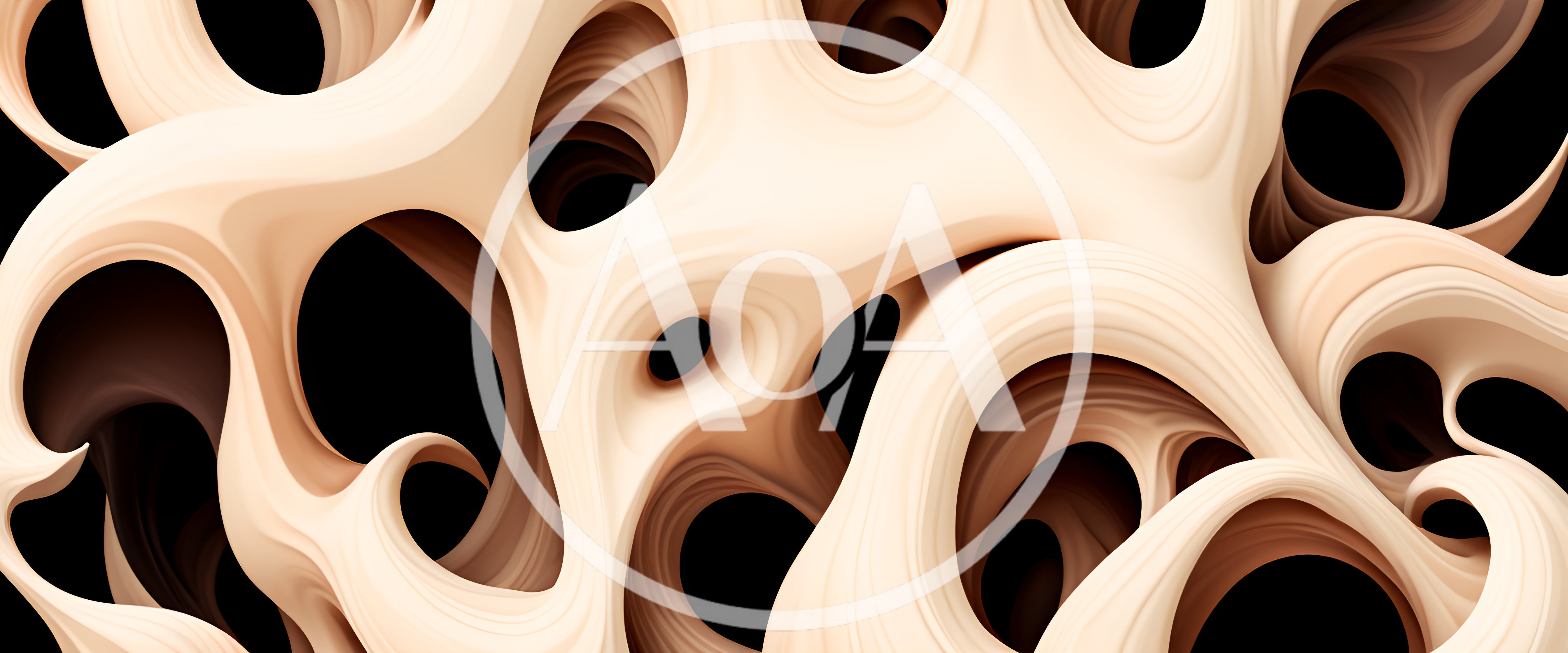 Abstract Beige Organic Fluid Shapes On Black Background