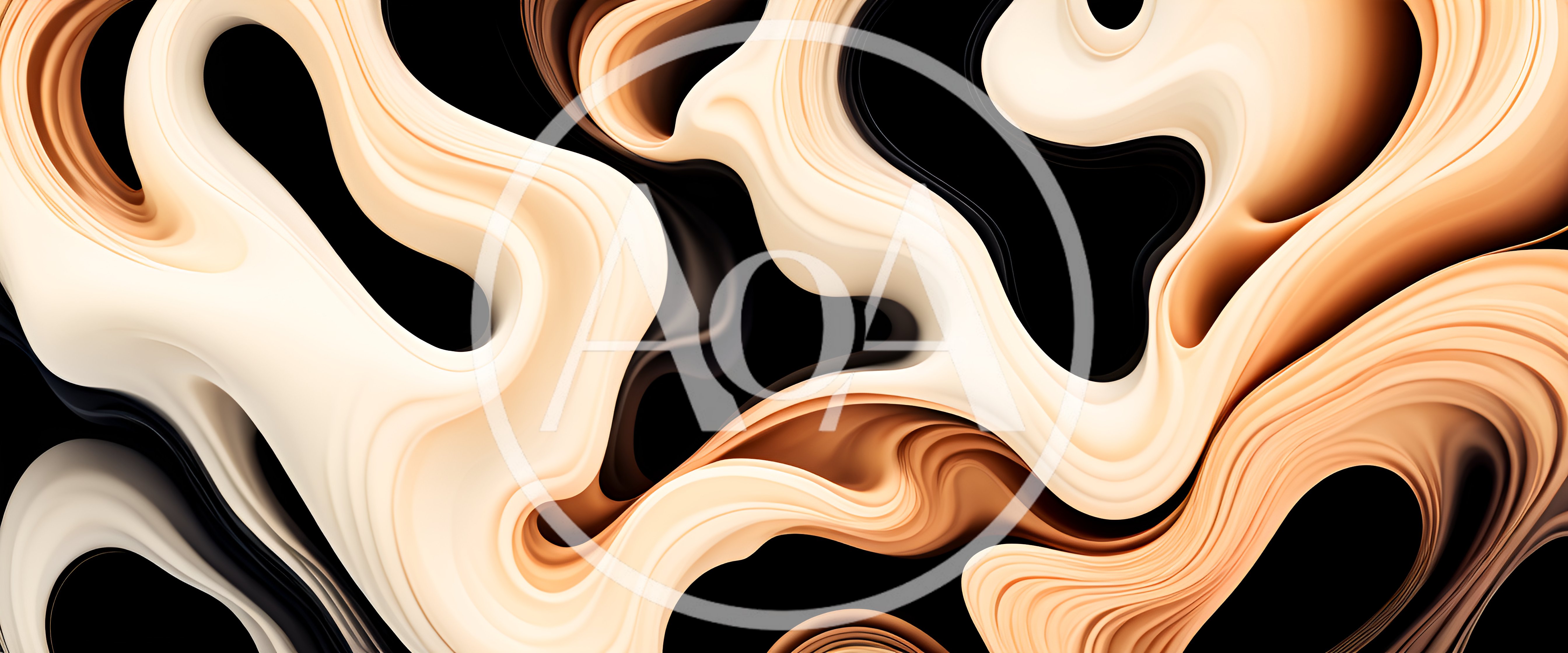 Abstract Fluid Waves With Cream And Brown Tones