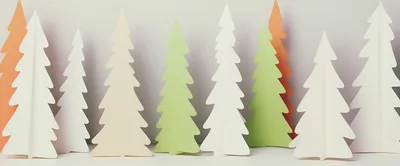 Paper Cutout Christmas Trees In Pastel Colors
