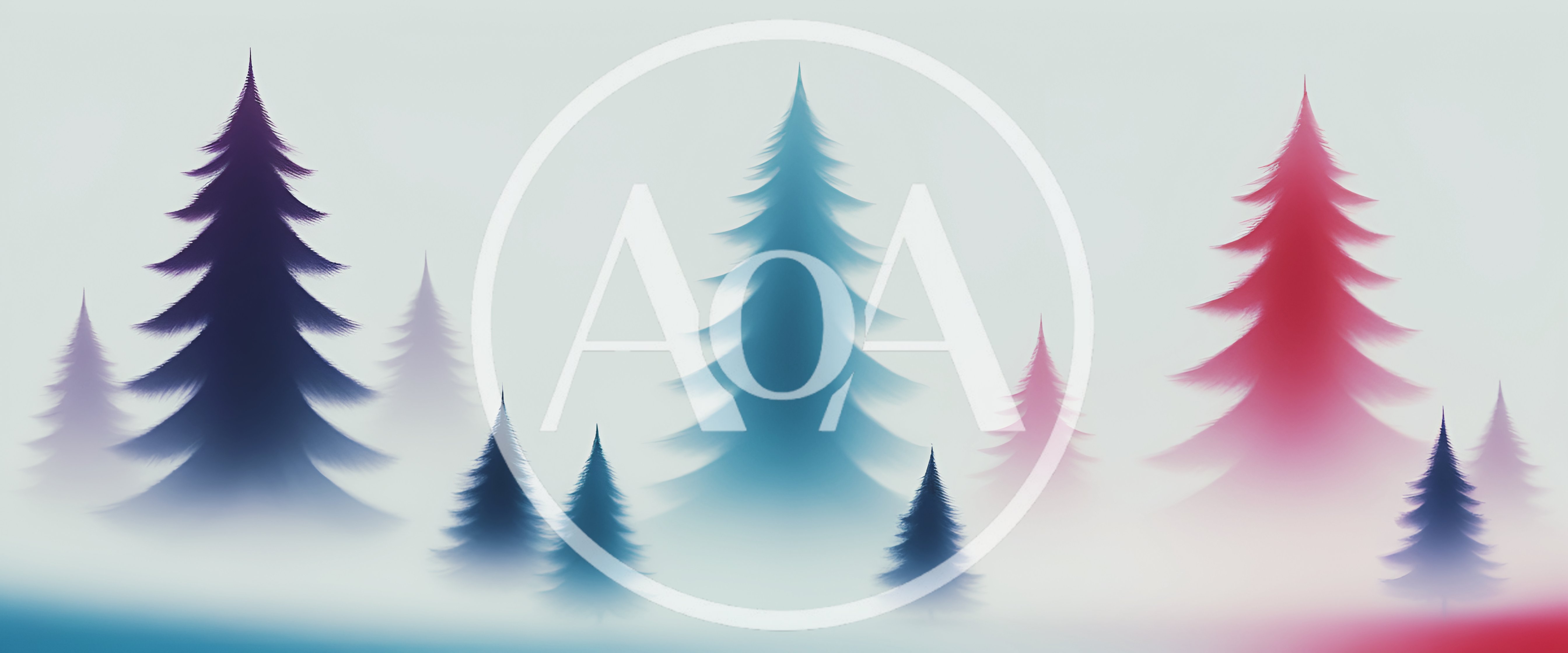 Abstract Watercolor Forest With Colorful Pine Trees