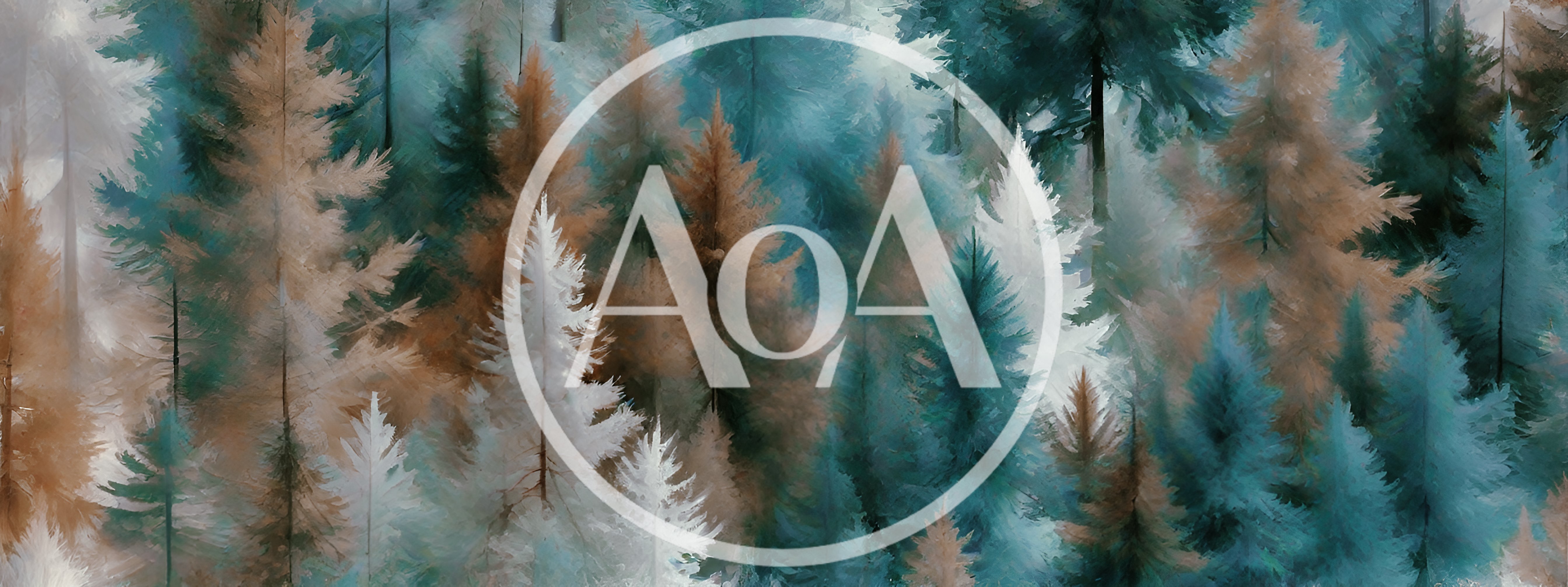 Abstract Watercolor Forest Landscape With Pine Trees