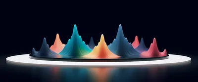 Abstract 3D Sound Wave Visualization On Circular Platform