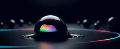Abstract Glossy Black Sphere With Iridescent Core