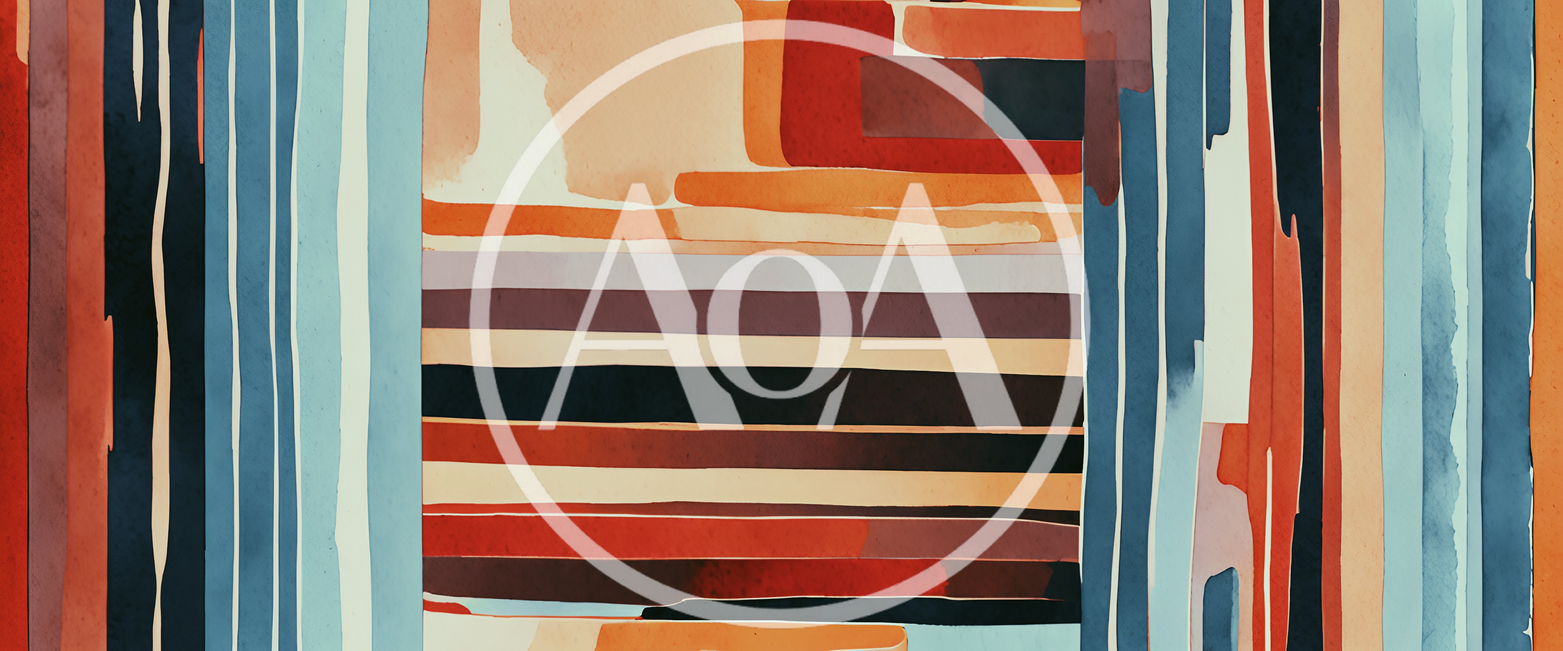 Abstract Watercolor Painting With Vertical And Horizontal Stripes