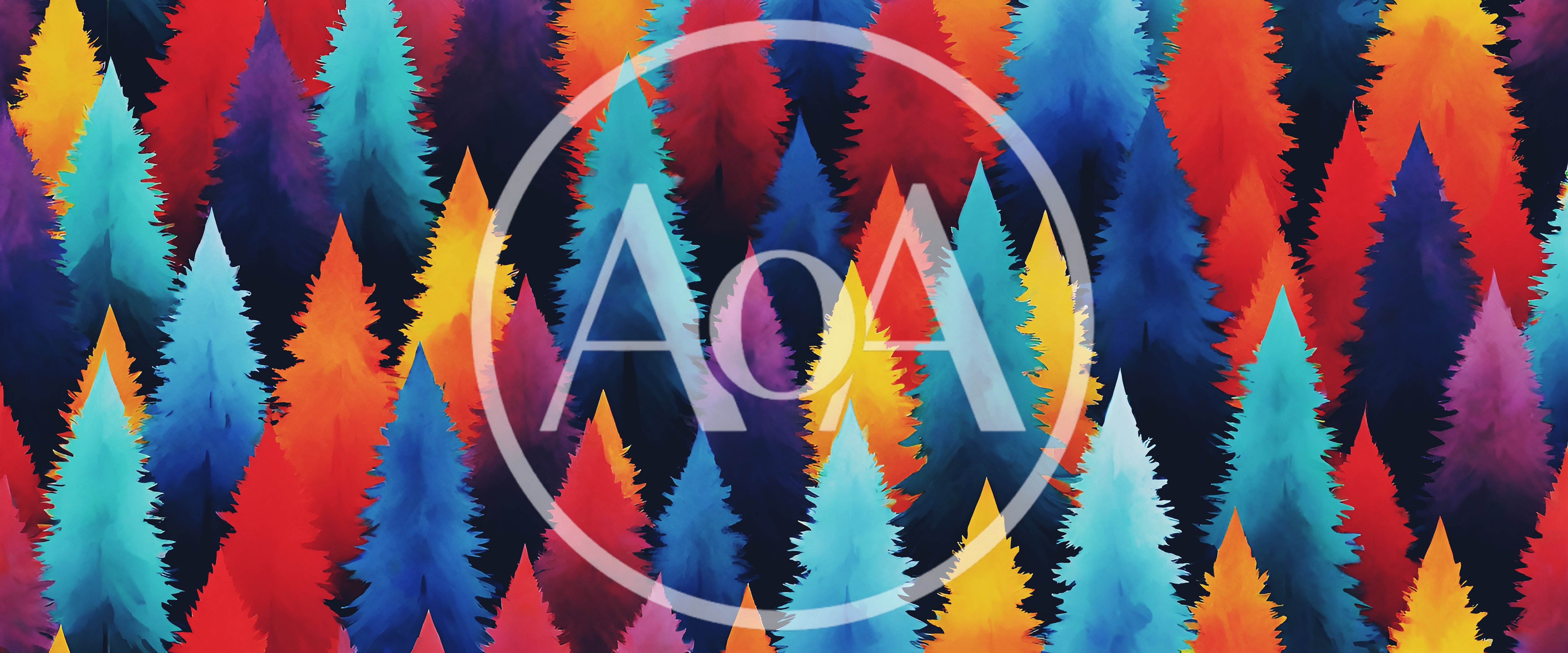 Abstract Watercolor Forest Pattern With Colorful Pine Trees